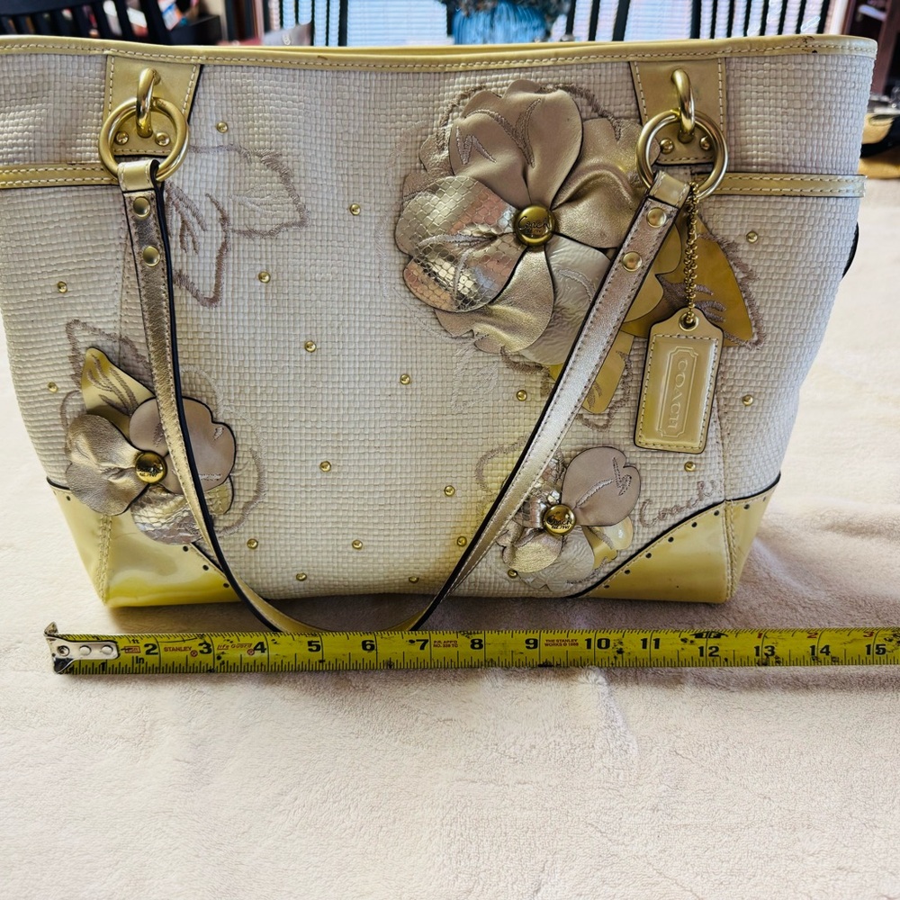 Coach Gold and Cream Floral Tote